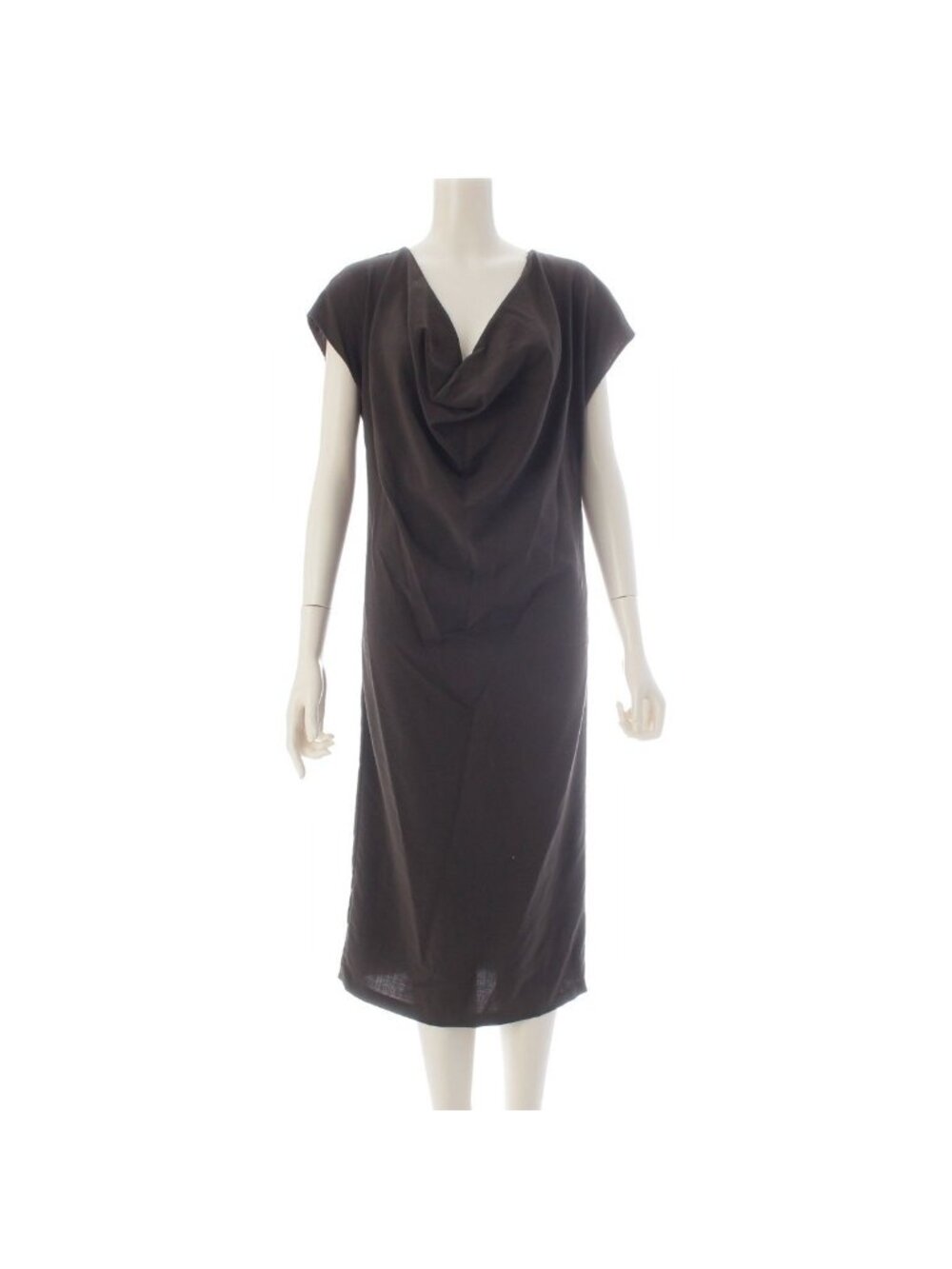 Gucci Tom Ford Era Wool Nylon Drape Shape Sleeveless Dress Dark Brown 40